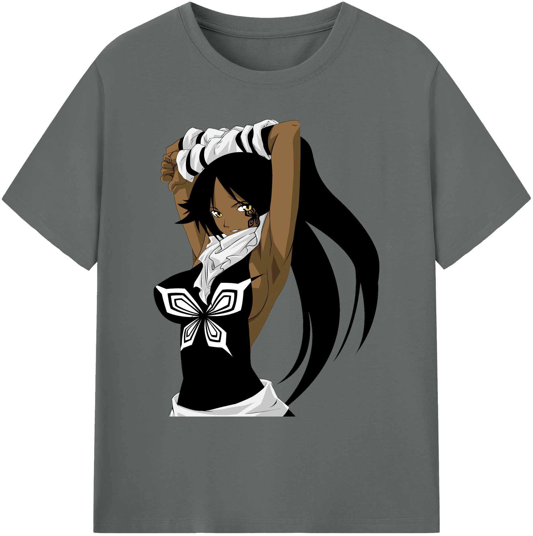 （画像用） ブリーチ 四楓院 夜一（しほういん よるいち） BLEACH Shihouin Yoruichi 綿100％ メンズ半袖Tシャツ｜肌触りやわらか＆通気性